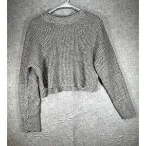 Streetwear Society Long Sleeve Crop Top Sweater Gray Women’s Size Large Chunky